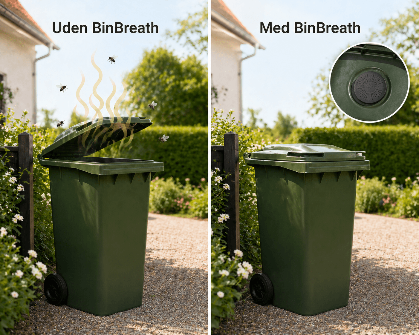 Skraldespand før og efter BinBreath
